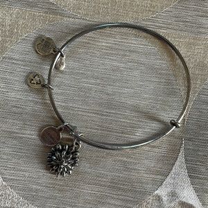 Alex + Ani silver water lily bangle bracelet